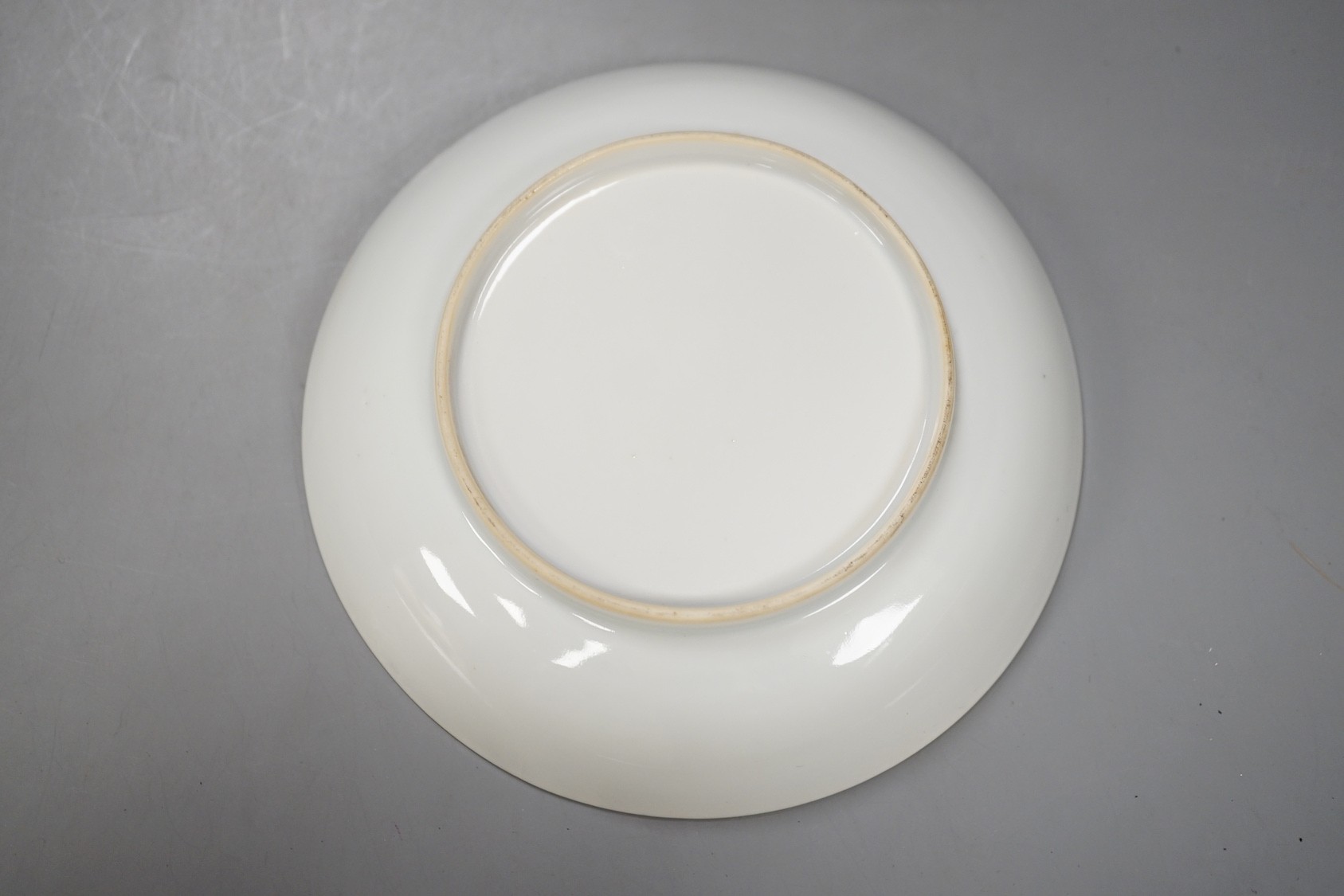 A group of Chinese blue and white: 3 dishes, a tea bowl and a bowl, 18th century